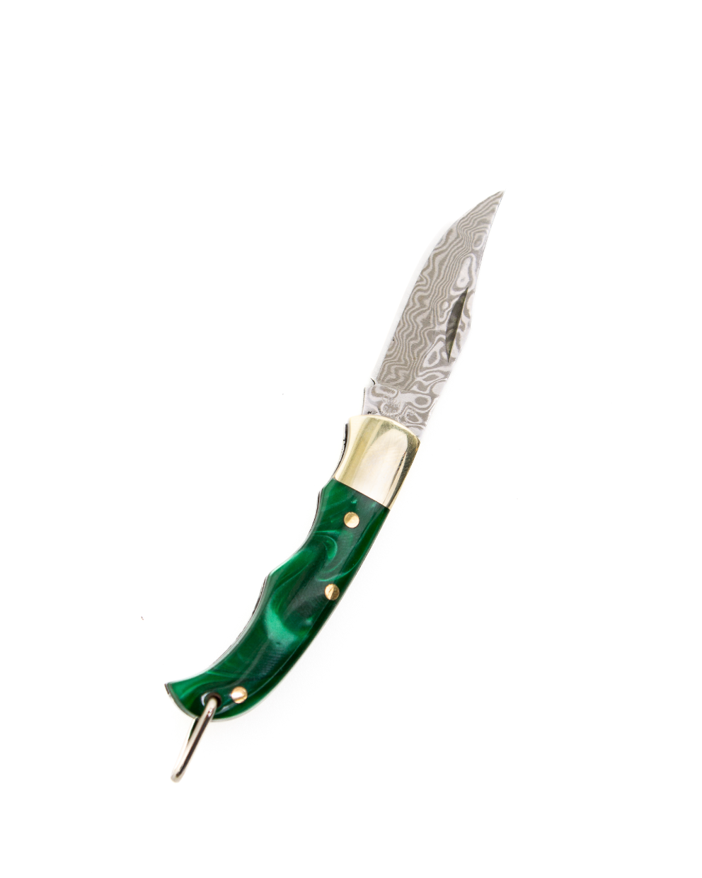 Green Resin Inlay Folding Knife