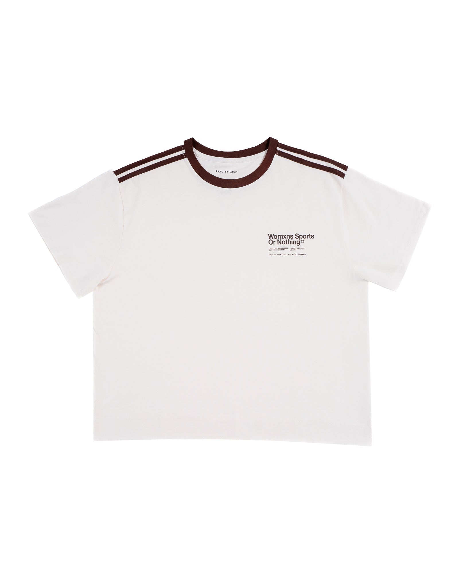 White + Brown Stripe Tee