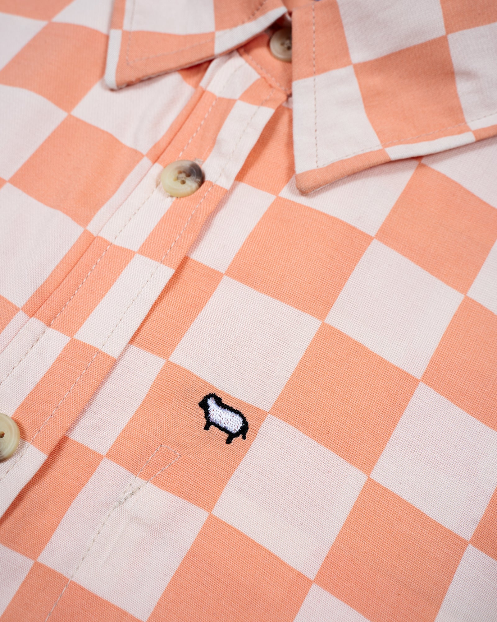 Blaze Orange Check Short Sleeve Shirt