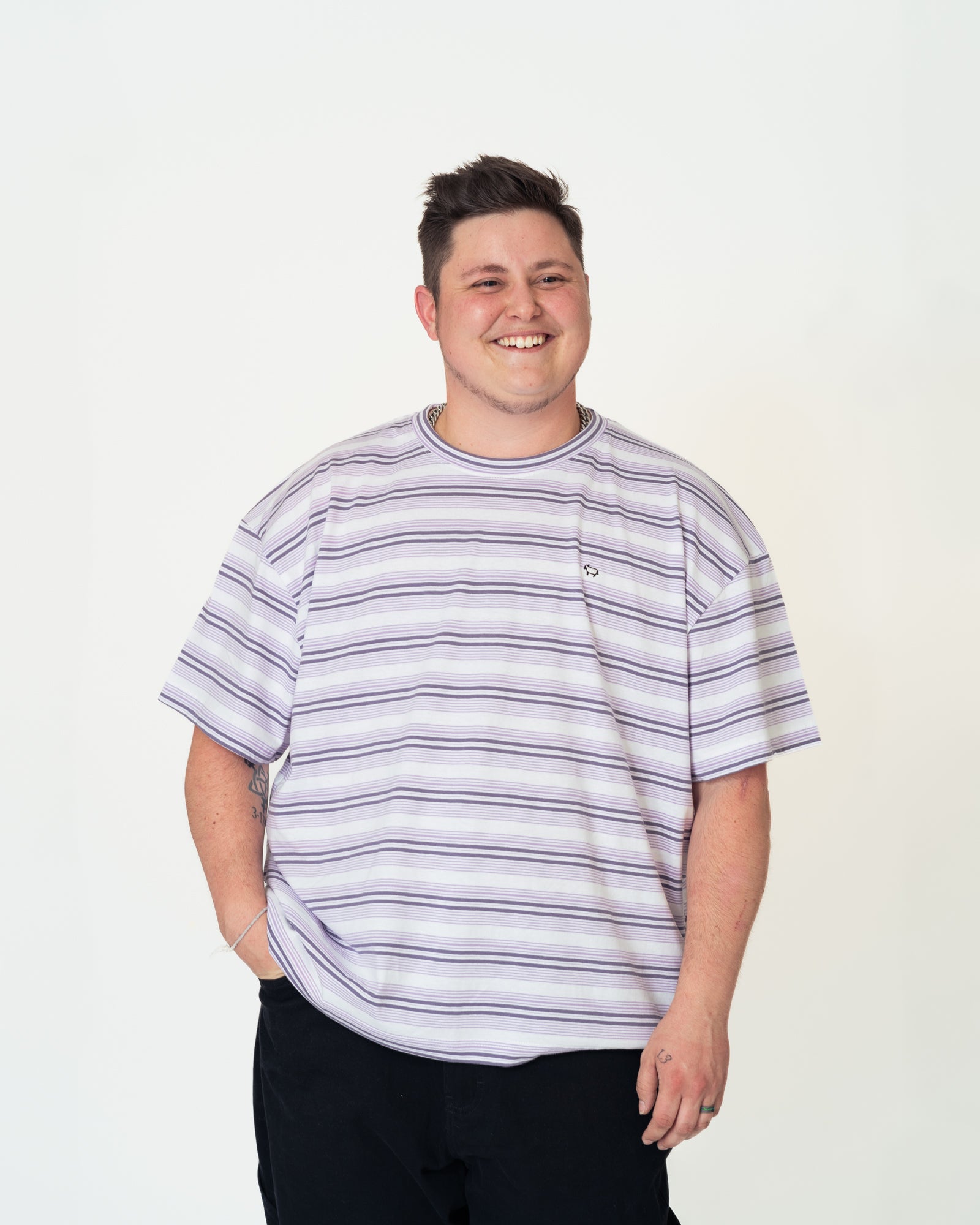 Purple Stripe Boxy Beta Tee