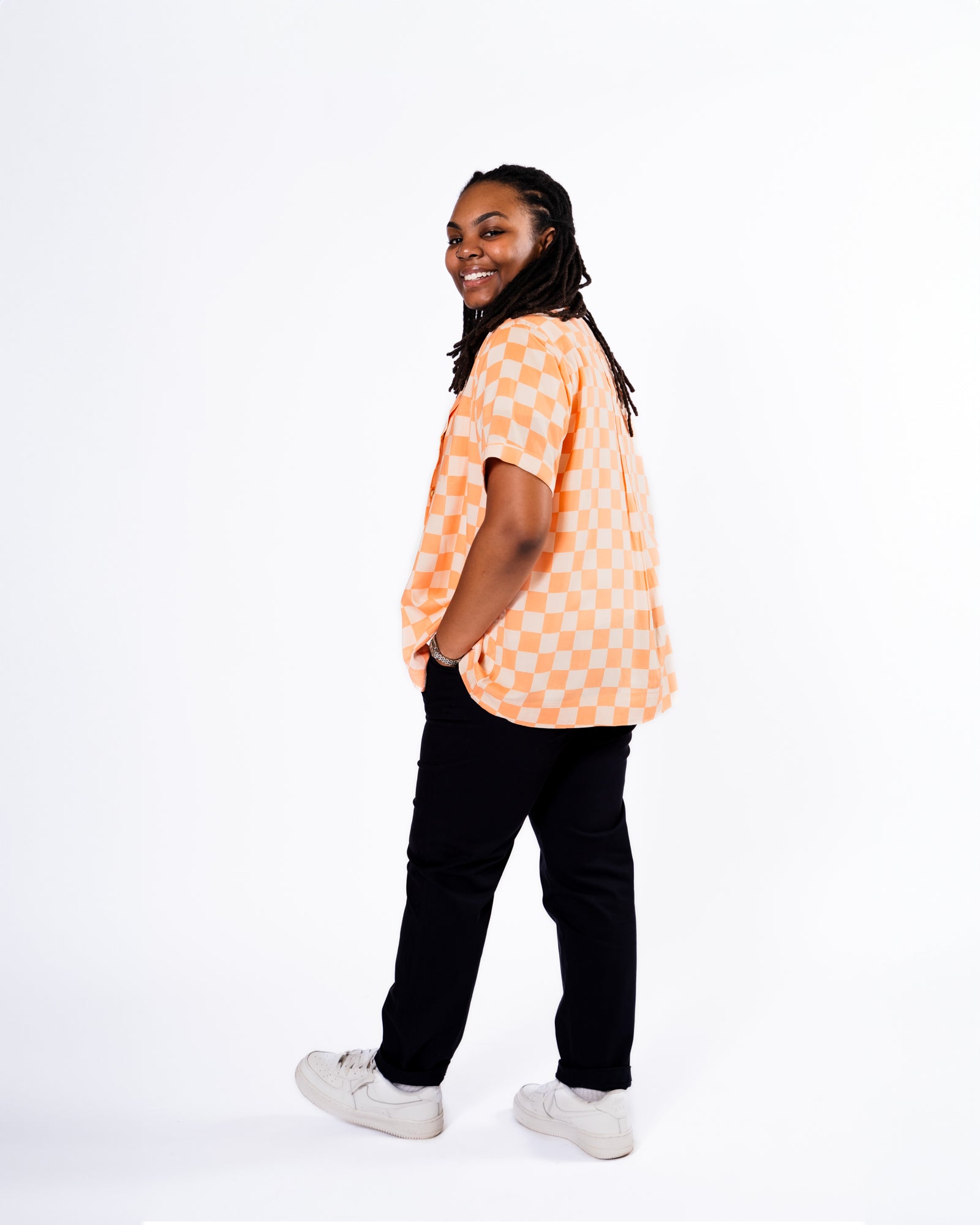 Blaze Orange Check Short Sleeve Shirt