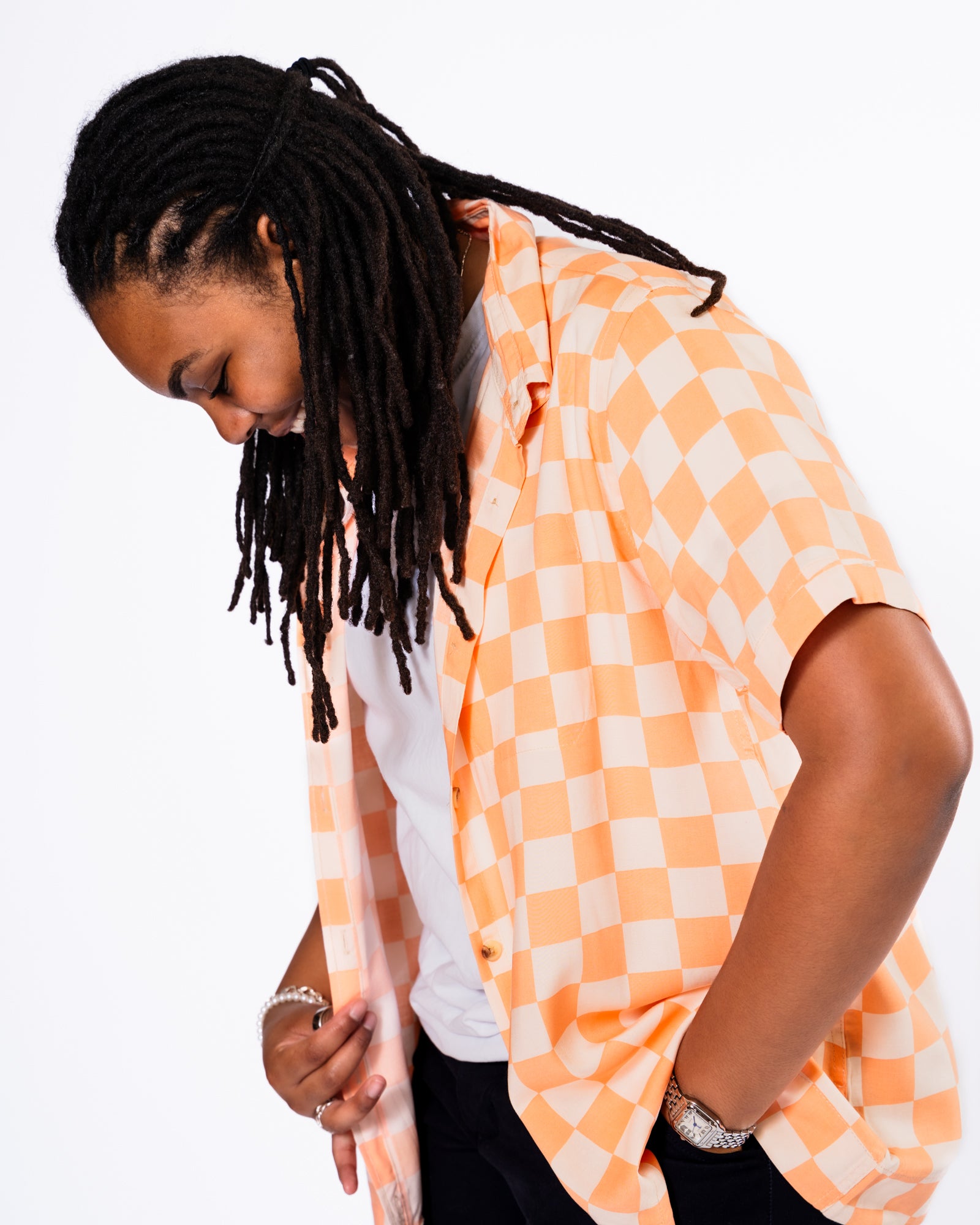 Blaze Orange Check Short Sleeve Shirt