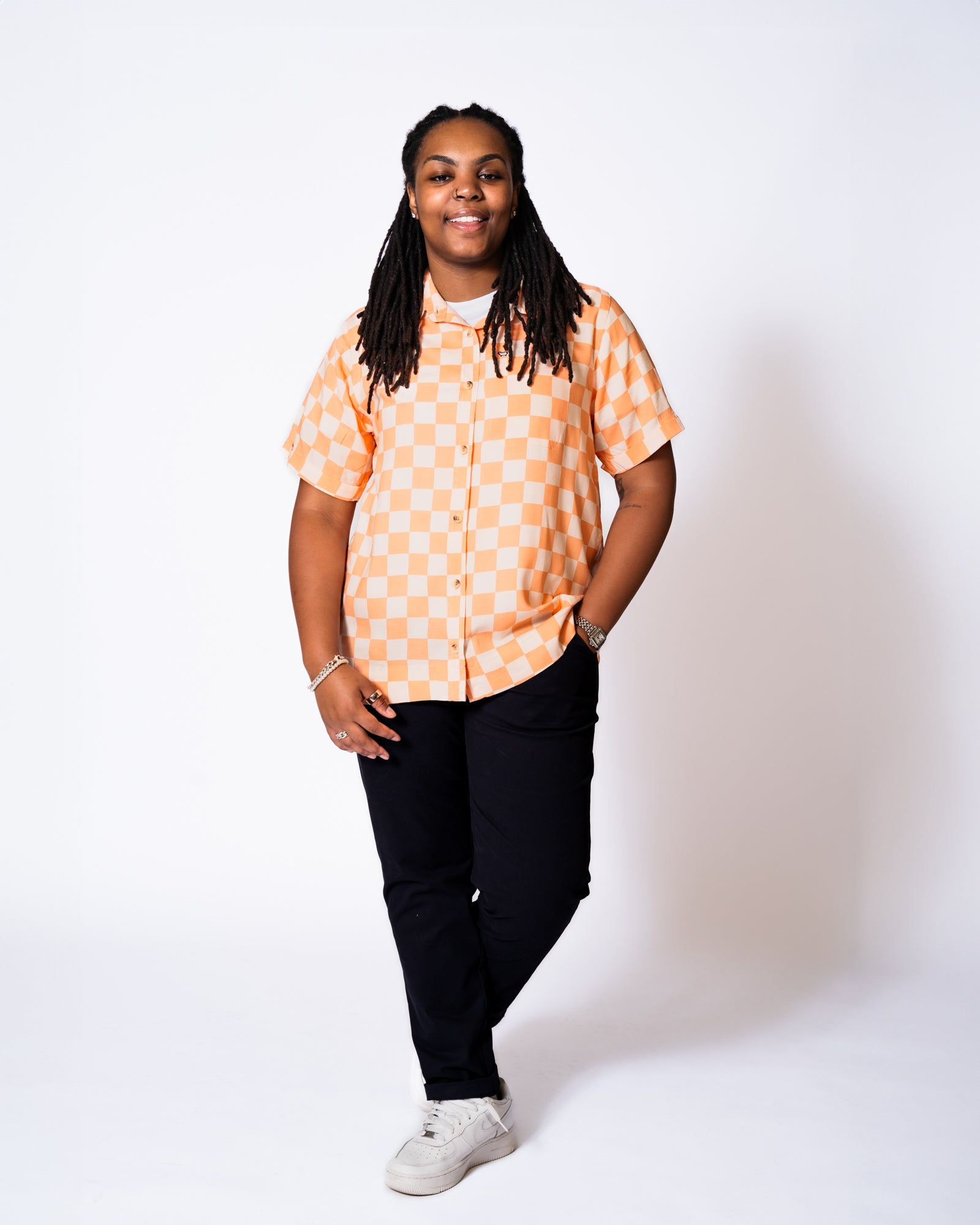 Blaze Orange Check Short Sleeve Shirt