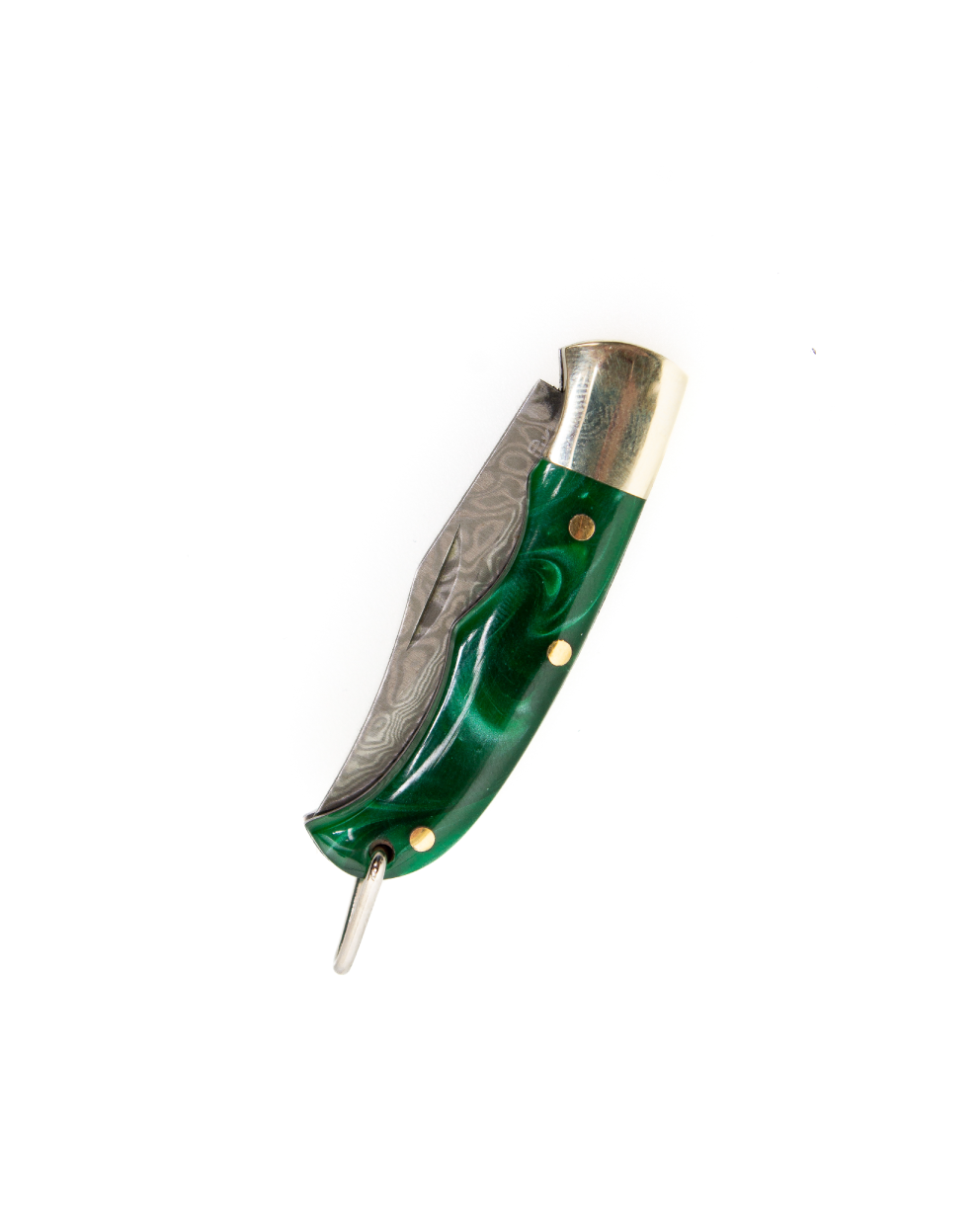 Green Resin Inlay Folding Knife