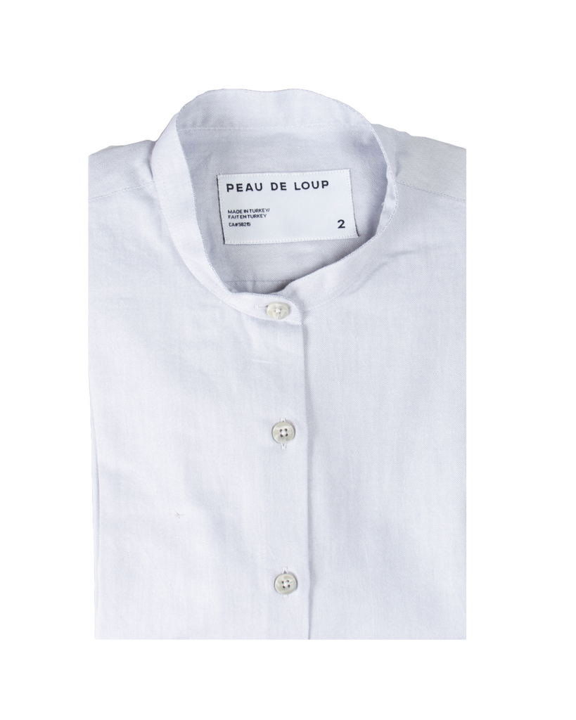 Light Grey Collarless Shirt | Peau de Loup